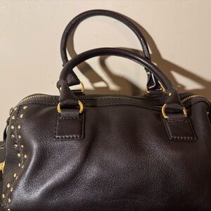 MICHAEL Michael Kors Dark Brown Satchel with Gold Details